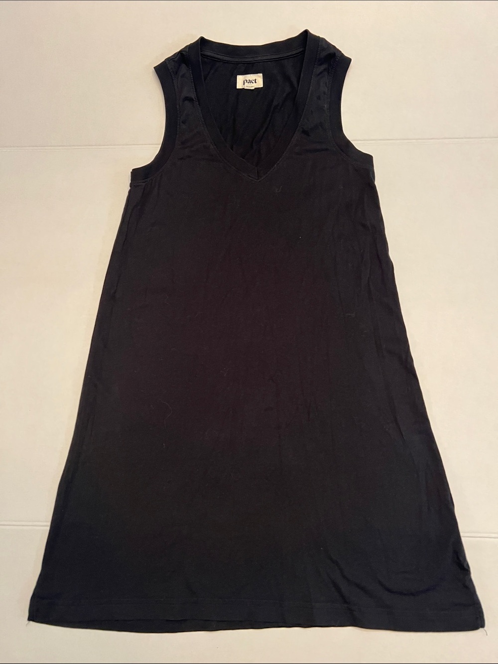 PACT ORGANIC COTTON BLACK SLEEVELESS MINI DRESS SIZE XS